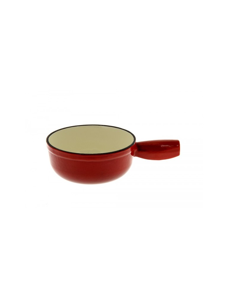 Poêlon fondue en fonte 17 cm coloris rouge.